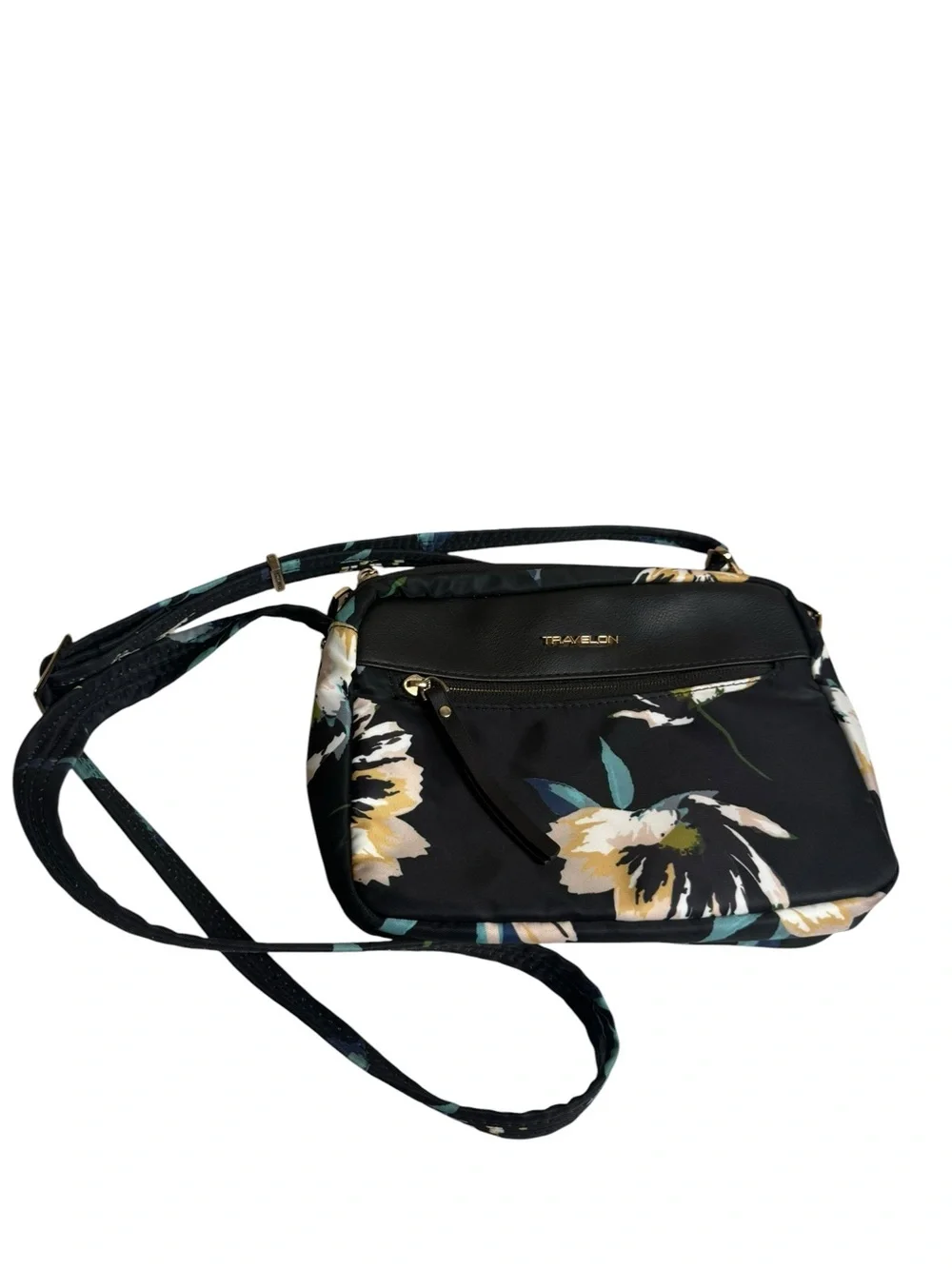 Travelon Addison Black Floral Crossbody